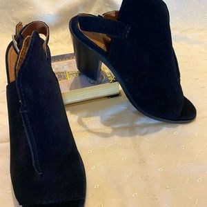 Frye Courtney Slingback Suede  Leather Black Booties Sz 9